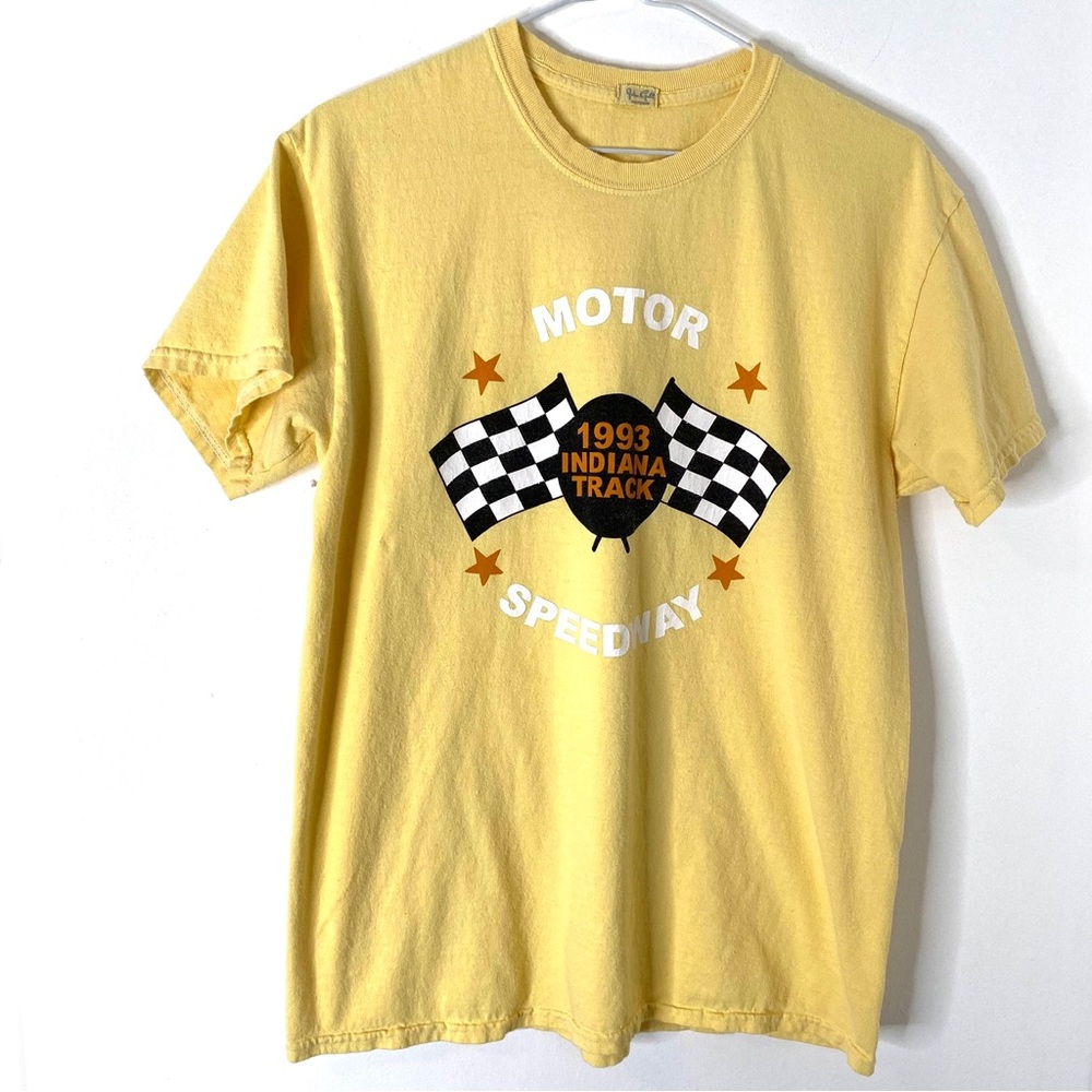 Brandy Melville John Galt Yellow 1993 Motor Speedway Graphic Crew Neck Tee
